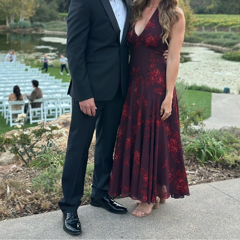 Reformation Burgundy Floral Maxi Dress Briony - Picture 4 of 4